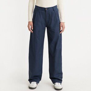 Levi's Premium High Rise Pleated Baggy Trouser Pants Women's 23x32 Blue NWT